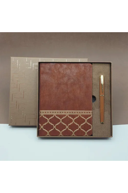 Kutulu Çizgili Lüks Defter Kalem Hediye Seti