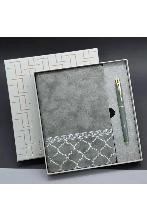Kutulu Deri Defter Roller Kalem Set