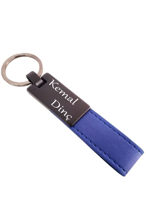 Lacivert Deri Metal Anahtarlık