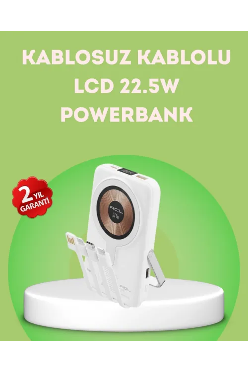 Lcd Göstergeli Manyetik Powerbank Type C Usb Girişli