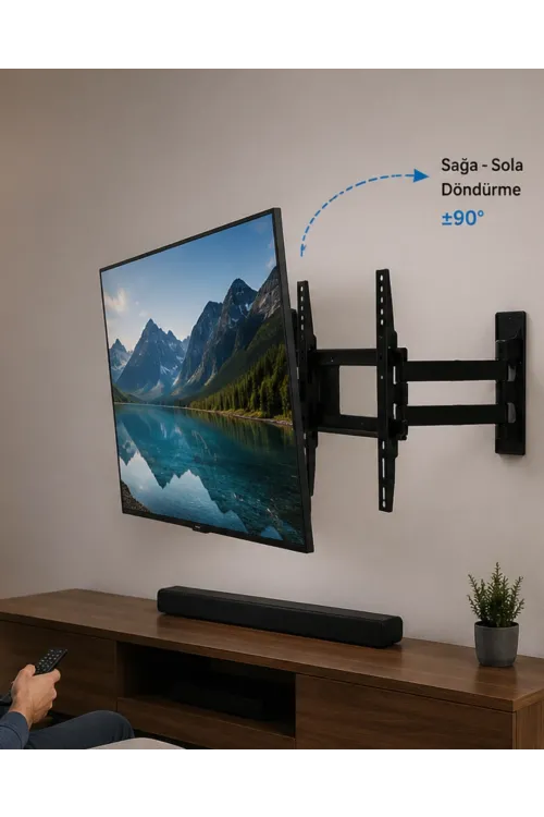 Lcd Led Tv Duvar Aparatı Çift Kollu Hareketli Askı Sistemi