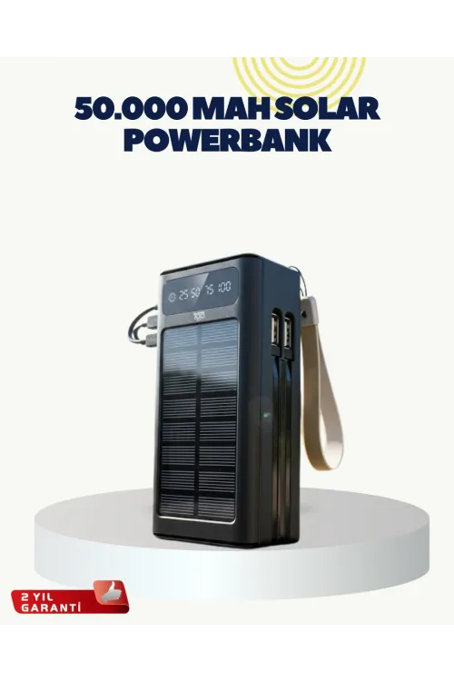 Led Aydınlatmalı Güneş Panelli Powerbank Seyahat Ve Kamp İçin