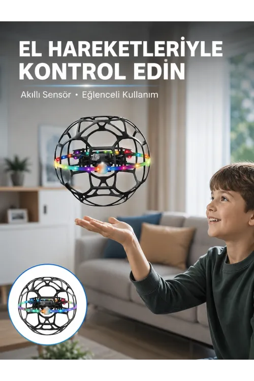 Led Işıklı Futbol Topu Mini Drone Akıllı Sensörlü El Kontrollü