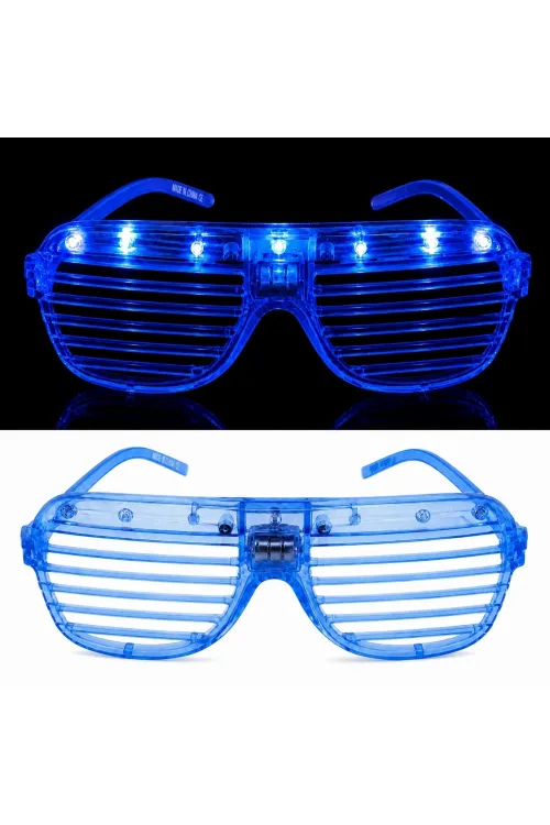 Led Işıklı Panjur Parti Gözlüğü Mavi Renk Shutter Gözlük