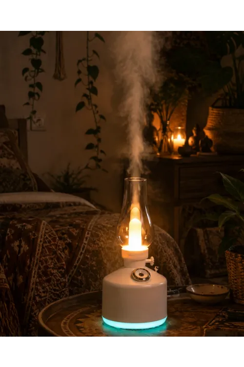 Led Işıklı Vintage Hava Nemlendirici Aromaterapi Difüzörü Usb Şarjlı