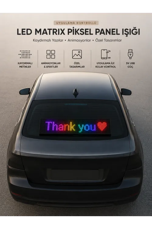 Led Matrix Piksel Panel Işığı Usb Uygulama Kontrollü Kaydırmalı Yazı Ekranı