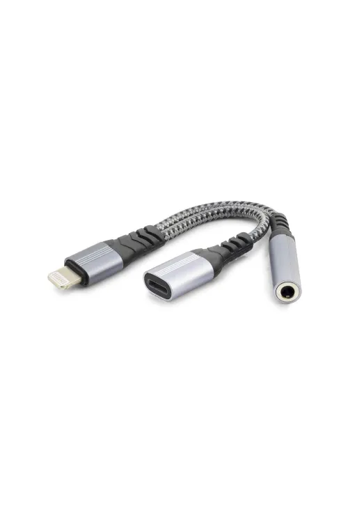 Lıghtnıng To Type-C + 3.5 Mm F Kablo Siyah GJ-012