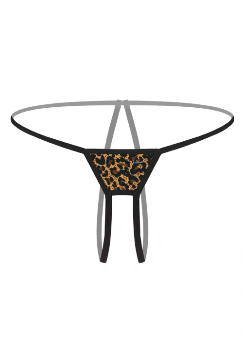 Liona Ağı Açık Büyük Beden Leopar Desenli Fantezi G String
