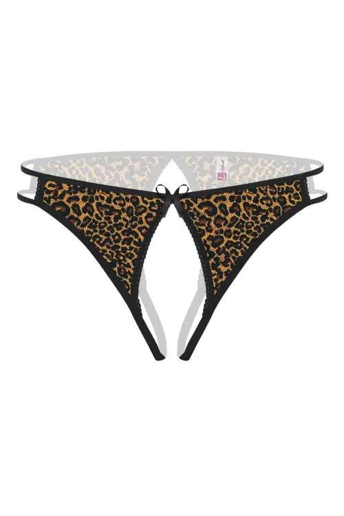 Liona Ağı Açık Leopar Desenli Fantezi Külot String
