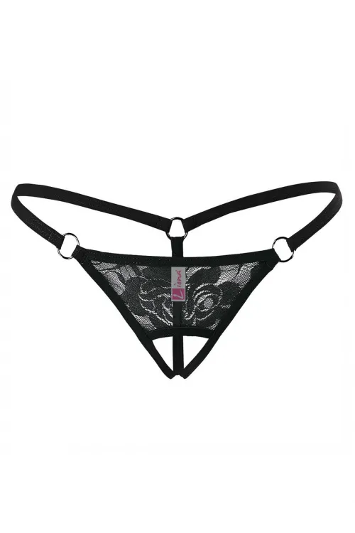 Liona Ağı Açık Siyah Dantelli Fantezi İç Çamaşırı G String