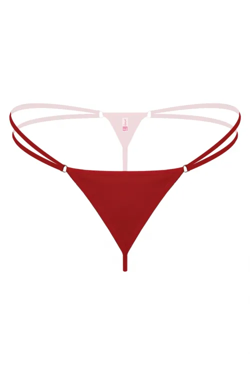 Liona Lastikli Kırmızı Büyük Beden G String Tanga