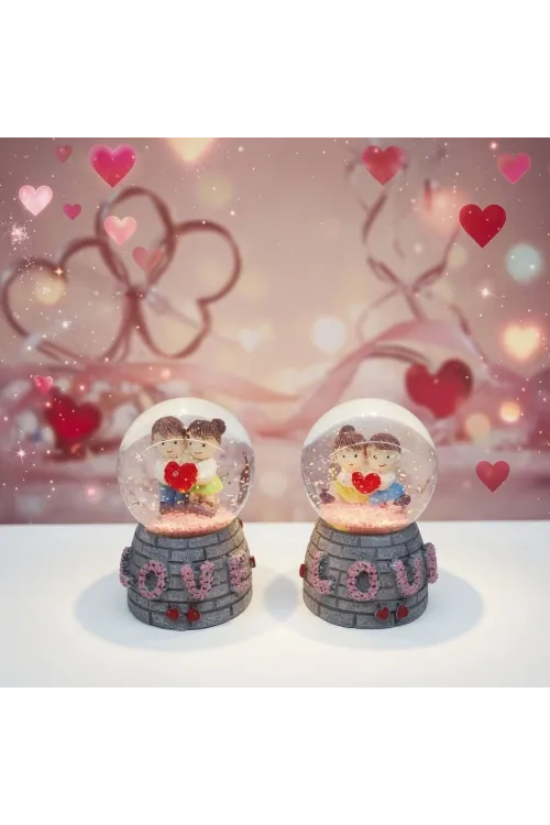 Love Tasarımlı Işıklı Mini Kar Küresi