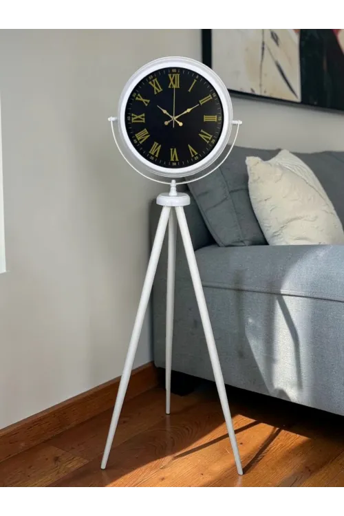 Lüks Beyaz Tripod Ayaklı Saat