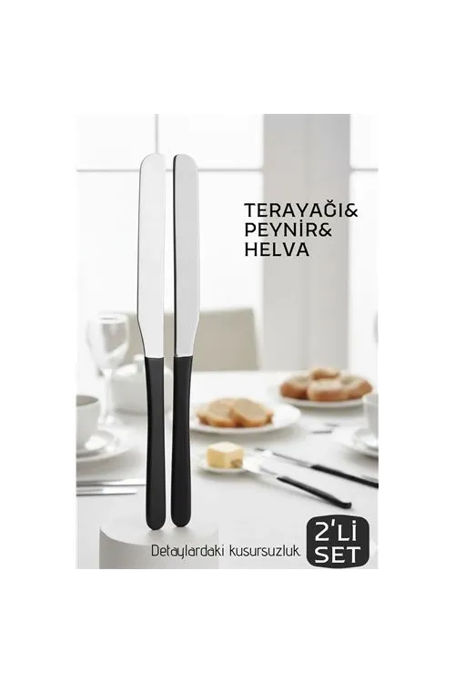 Lüks Seri 2li Tereyağı ve Peynir Bıçağı Seti - Paslanmaz Çelik & Ergonomik Silikon Saplı 16 cm 719999