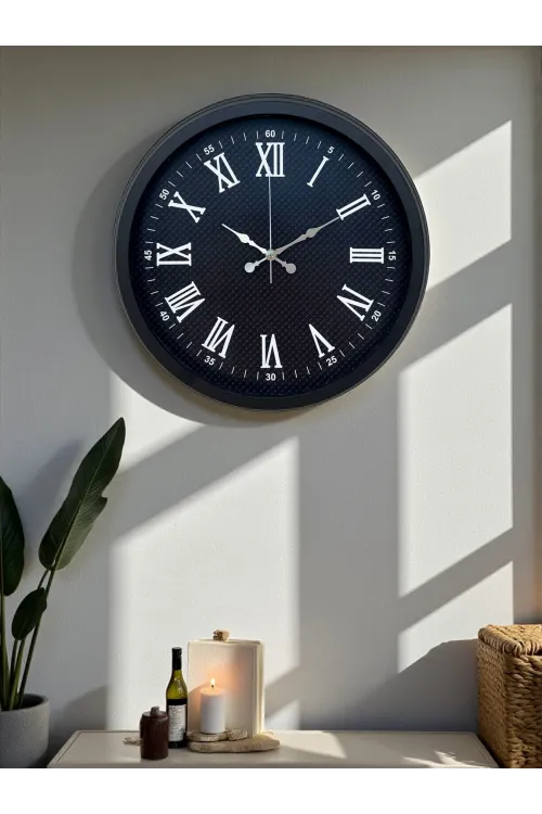 Luxury Black 40 Cm Metal Duvar Saati