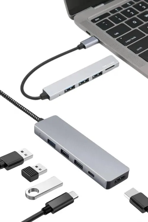 Macbook Pro/air Uyumlu Usb Type-c 8 In 1 Hub Dönüştürücü Çevirici Çoklayıcı Usb Hdmı Micro Sd 8 Girişli