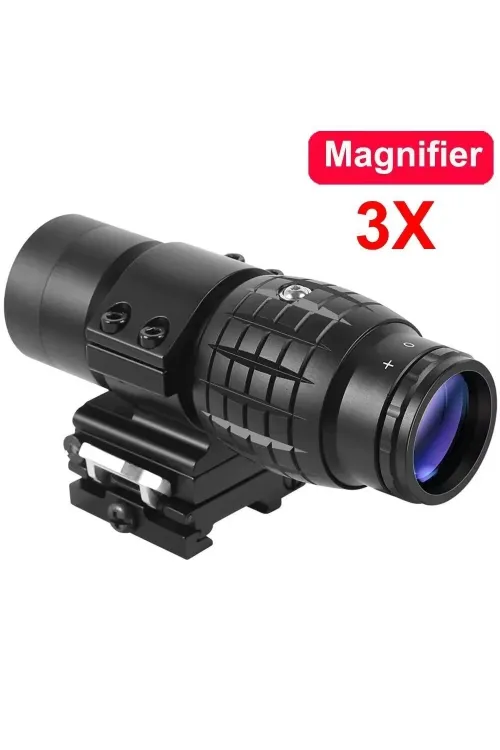 Magnifier 3x Yakınlaştırmalı Dürbün  22mm Ray Uyumlu, Katlanır Yaylı Ayaklı