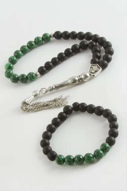 Malahit-Onix Tesbih Bileklik Set 8 mm