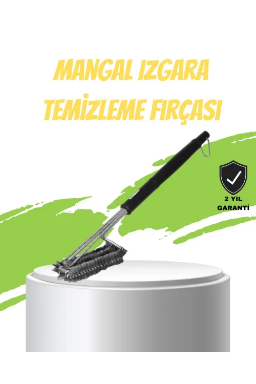 Mangal Izgara Temizleme Fırçası Paslanmaz Çelik Telli Uzun Saplı