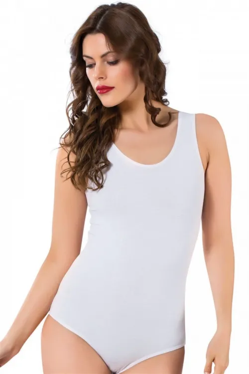  Bayan Kalın Askılı Body Beyaz