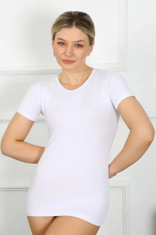  Bayan Kısa Kol Body Beyaz