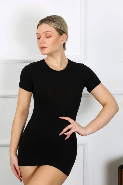  Bayan Kısa Kol Body Siyah