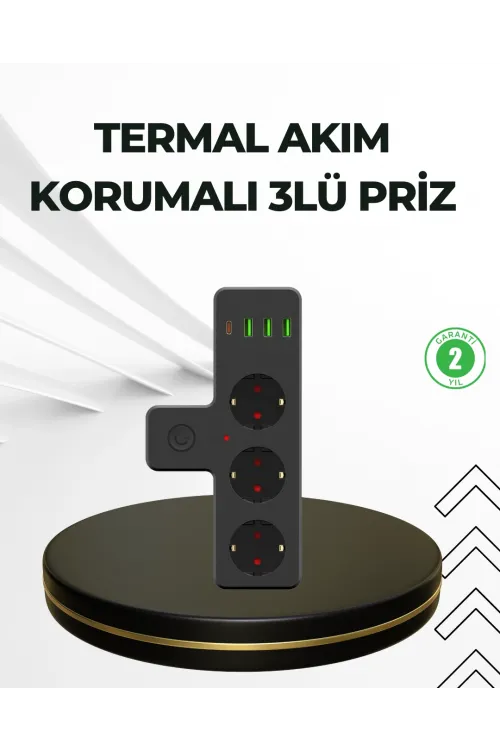 Masa Üstü Çoklu Priz Usb Ve Type-c Çıkışlı Güç Dağıtıcı