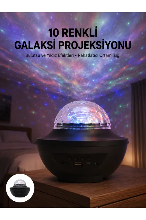 Masa Ve Gece Lambası Renkli Projektör Işıklı Disko Topu Bluetooth Hoparlör