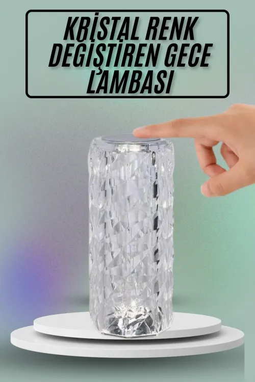 Masa Ve Gece Lambası Şık Ve Dayanıklı Sensörlü Şarjlı Kristal Lamba