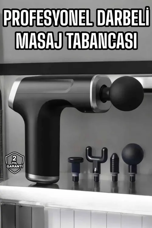 Masaj Tabancası 4 Başlıklı Kas Ve Vücut Ağrıları İçin Şarjlı Darbeli