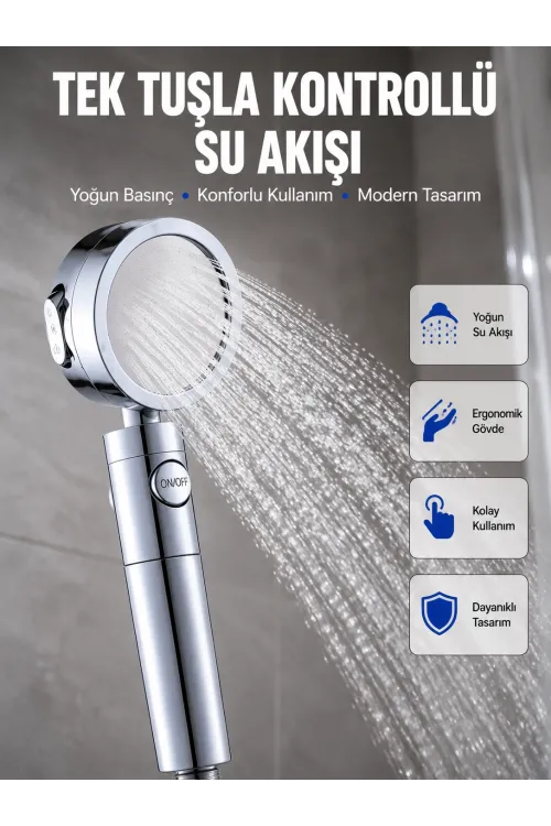 Masaj Ve Yağmur Modlu Su Tasarruflu Duş Başlığı