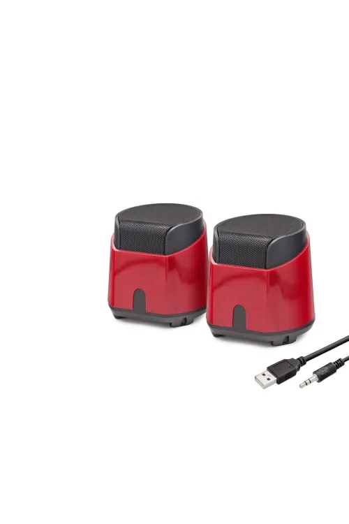 Masaüstü Hoparlör 1+1 USB + 3.5mm - Kırmızı HD6024R