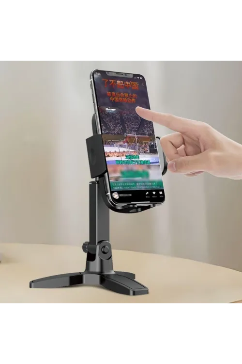 Masaüstü Telefon Standı 360 Derece Dönebilen Başlıklı Ayaklı Telefon Tripodu
