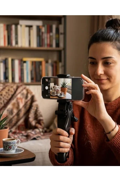 Masaüstü Telefon Tripodu Katlanabilir Telefon Tutucu Video Çekim Standı