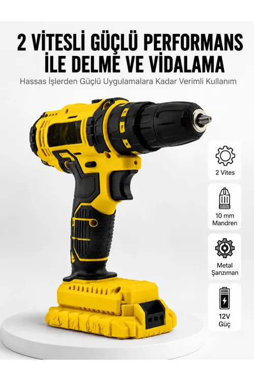 Matkap Seti 24 Parça Çift Bataryalı Darbeli Led Işıklı Vidalama