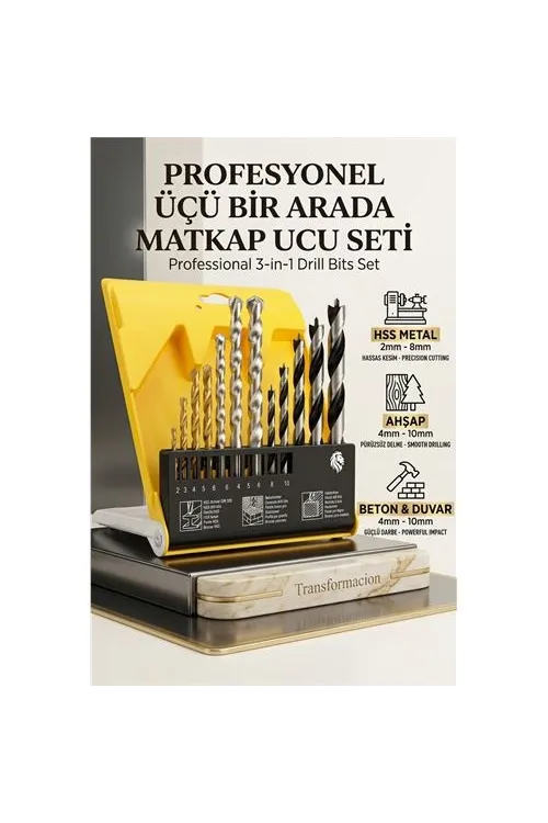 Matkap Ucu Seti- Beton Metal Ahşap Matkap Ucu Drill Bits Set 16 lı SET 721728