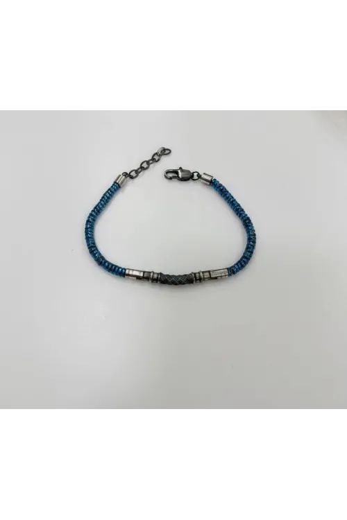 Mavi Çelik  Erkek Çelik Bileklik Boy 18+3 Cm / En 0.4 Mm  - Ebl0035