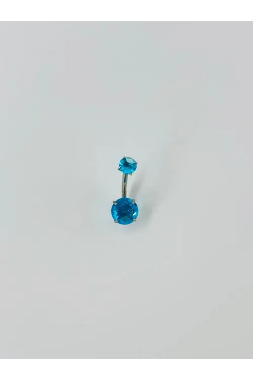 Mavi Taşlı Göbek Piercing - Pg0012