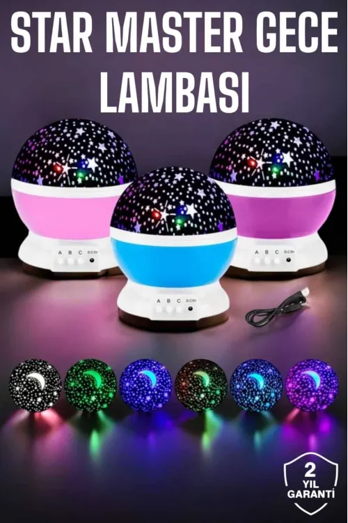 Mavi Ve Mor Işıklı Projeksiyon Lambası
