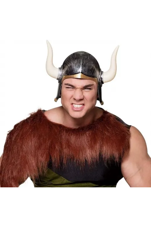 Mega Boynuzlu Viking Ivar Kaskı Eskitilmiş Desen Gümüş Renk