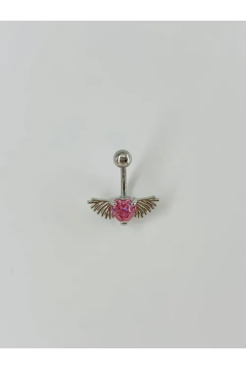 Melek Kanatlı Kalp Detaylı Göbek Piercing - Pg0027