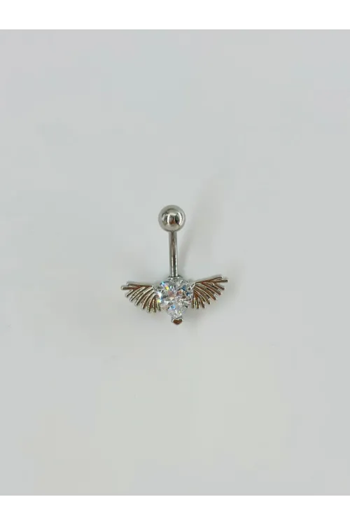 Melek Kanatlı Kalp Detaylı Göbek Piercing - Pg0057