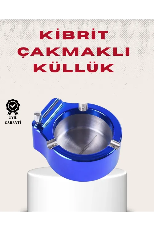 Metal Küllük Ve Çakmak Seti Yuvarlak Modern Tasarım