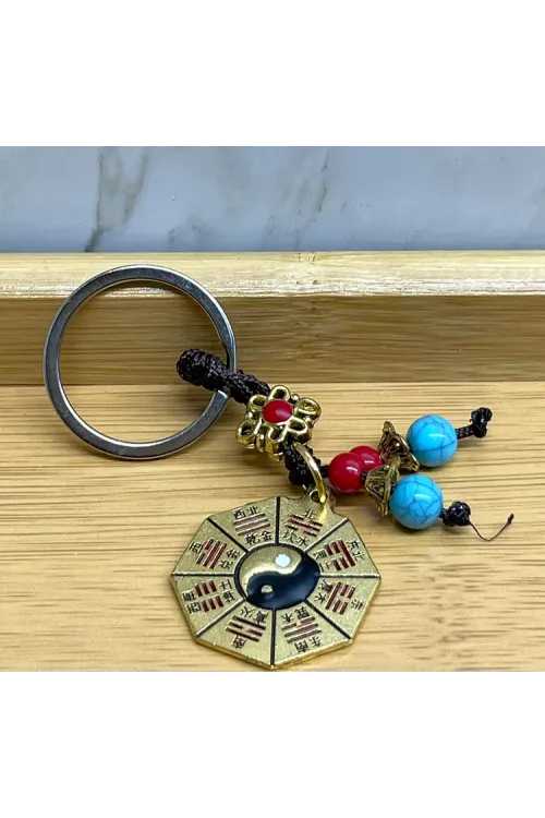 Metal Renkli Yin Yang Anahtarlık