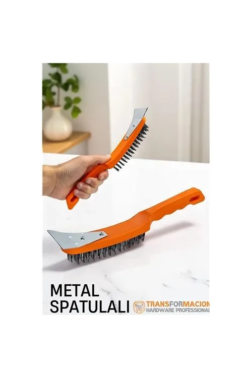 Metal Spatulalı Tel Fırça  - Kazıma Fırçası