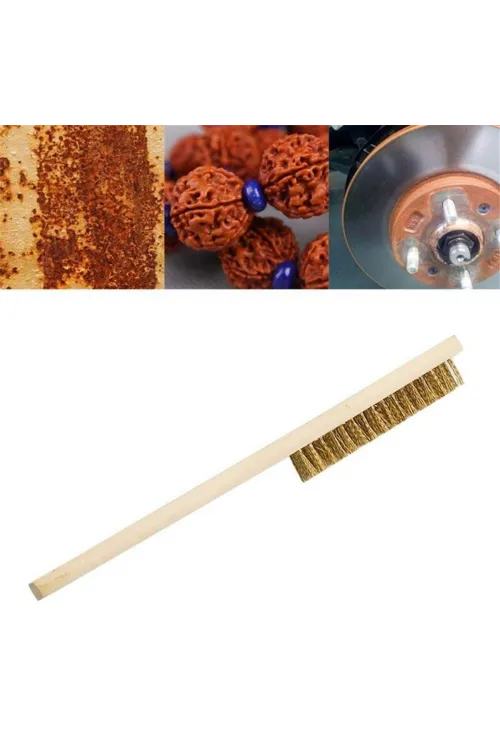 Metal Telli Fırça Ahşap Saplı Pas Kir Sökme Temizleme Fırçası