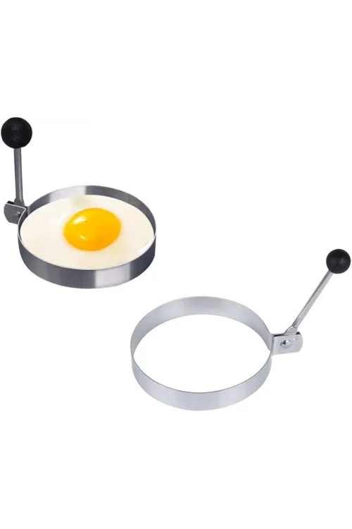 Metalik Daire Şeklinde Metal Omlet Yumurta ve Krep Kalıpları
