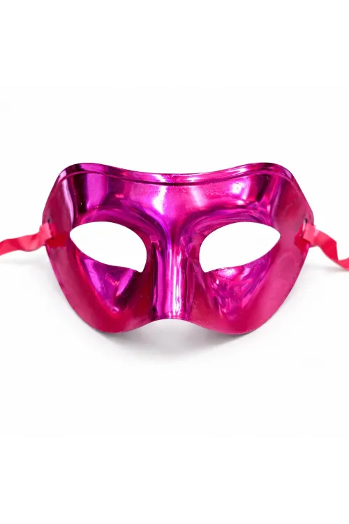 Metalize Parlak Parti Maskesi Pembe Renk 16x7 cm