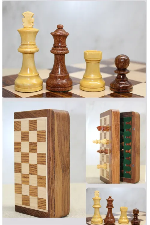 Mıknatıs Taşlı Ahşap Katlanabilir Kutulu Satranç Oyunu 17.5 Cm