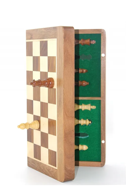 Mıknatıs Taşlı Ahşap Katlanabilir Kutulu Satranç Oyunu 35 Cm